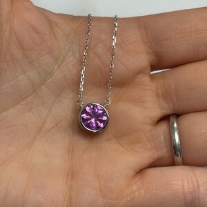 Suzy Levian Lab Created Pink Sapphire Sterling Silver Necklace NWT Sample Item